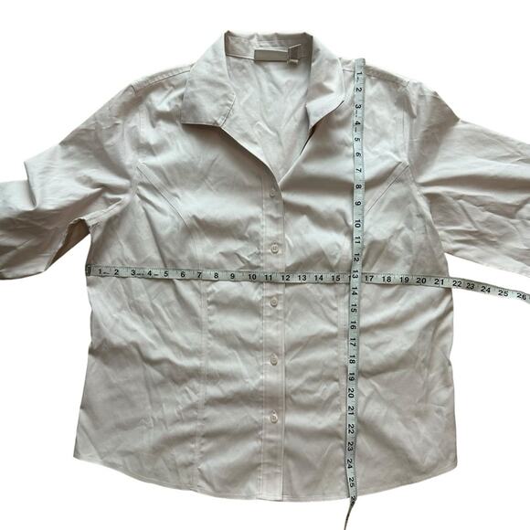 Chico's No Iron 100% Cotton 3/4 Sleeve Button Down Top Size 2 (US Large/12) - Picture 3 of 10